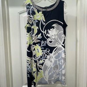 Alfani A-Line dress with silver trim along the collar.